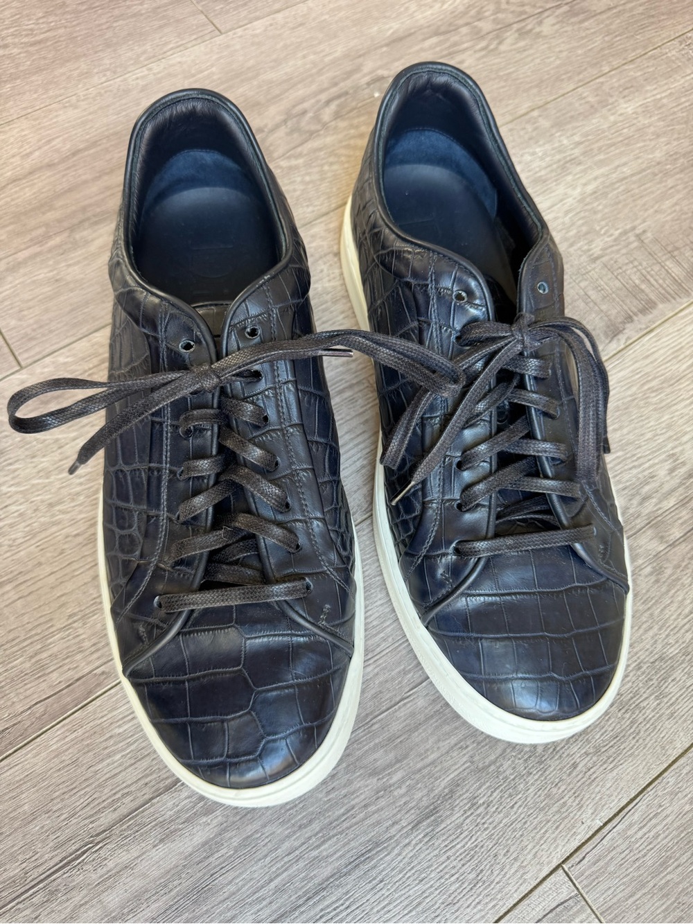 $3,000 Dior Alligator Crocodile Navy Blue Men’s Sneakers - Picture 3 of 7